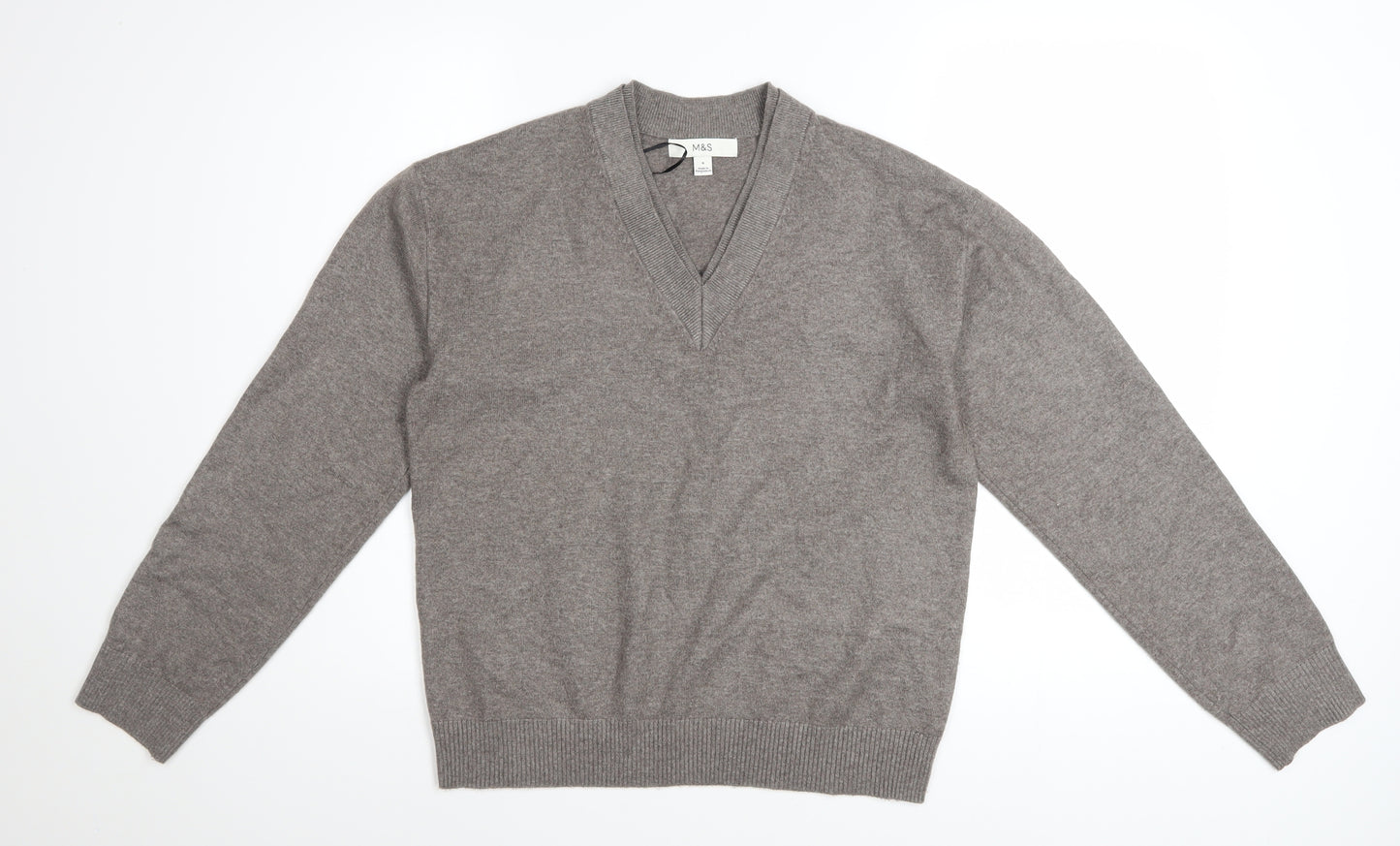 Marks and Spencer Women’s Grey V-Neck Pullover Jumper Small