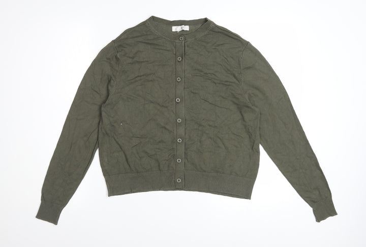 Marks and Spencer Women’s Green Cardigan Size 14 Crew Neck Knitwear