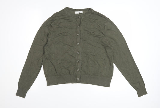Marks and Spencer Women’s Green Cardigan Size 14 Crew Neck Knitwear