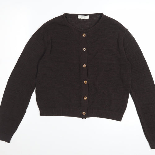 Marks and Spencer Women Brown Knit Cardigan Size S Crew Neck