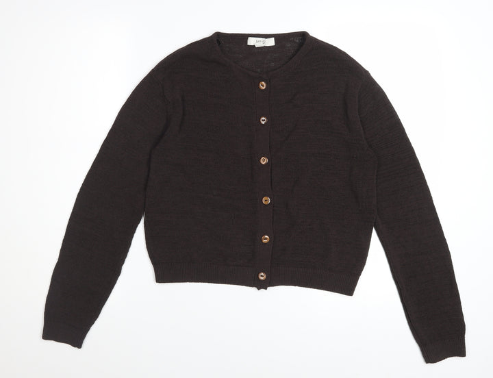 Marks and Spencer Women Brown Knit Cardigan Size S Crew Neck