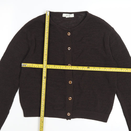Marks and Spencer Women Brown Knit Cardigan Size S Crew Neck