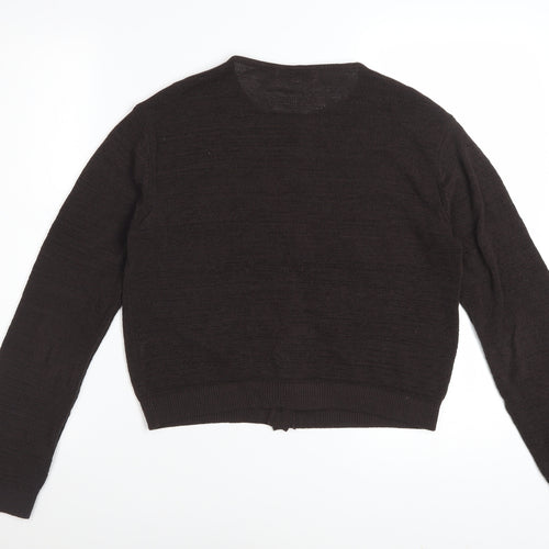 Marks and Spencer Women Brown Knit Cardigan Size S Crew Neck