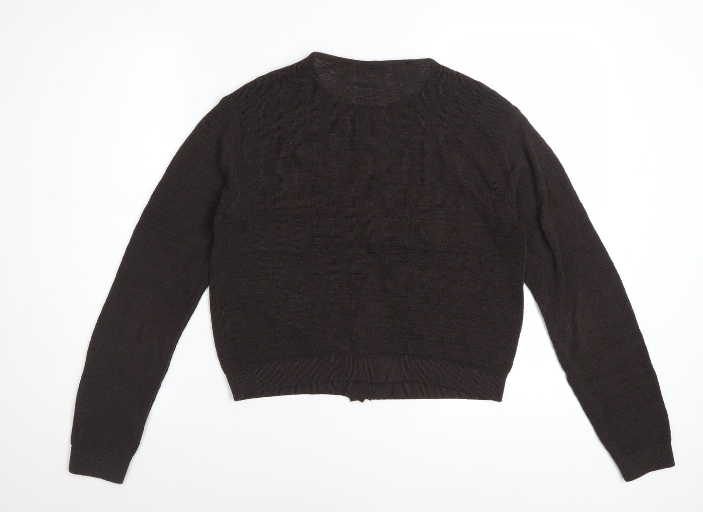 Marks and Spencer Women Brown Knit Cardigan Size S Crew Neck