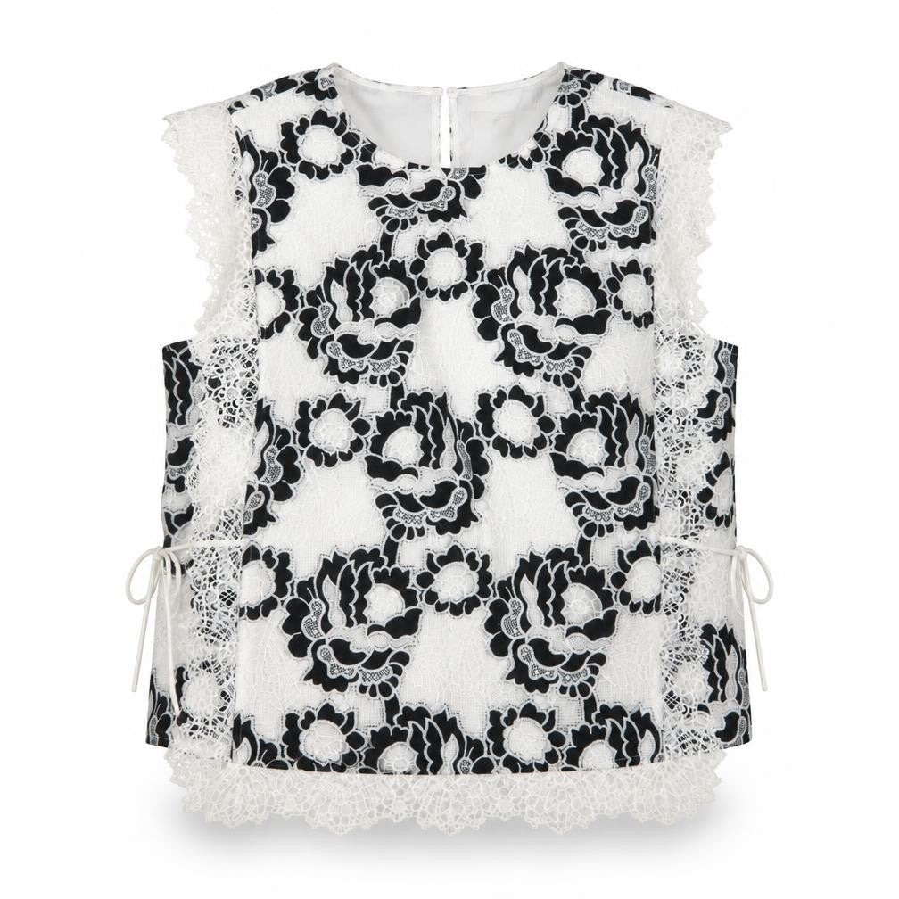 Marks and Spencer Women's Black White Lace Floral Blouse Size 16