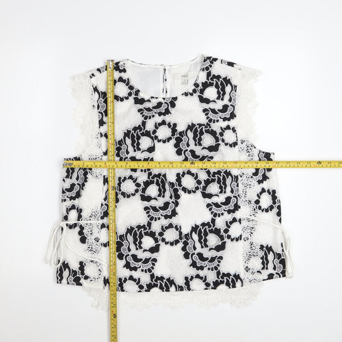 Marks and Spencer Women's Black White Lace Floral Blouse Size 16