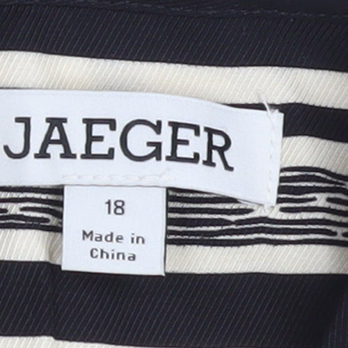Jaeger Women’s Black Beige Silk Geometric Tunic Blouse Size 18