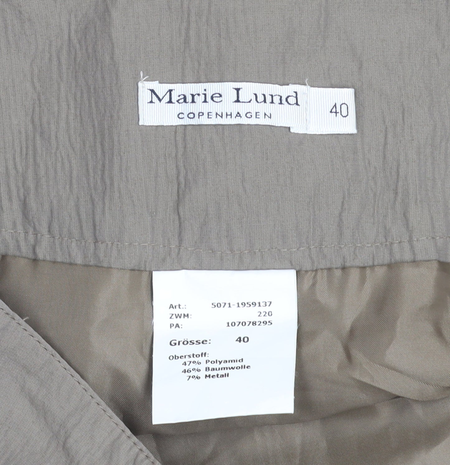 Marie Lund Women’s Beige A-Line Skirt Size 12 Polyamide Cotton Blend