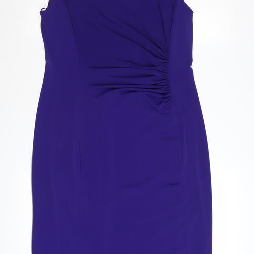 Precis Women Purple Size 14 Sleeveless Sheath Knee Length Dress