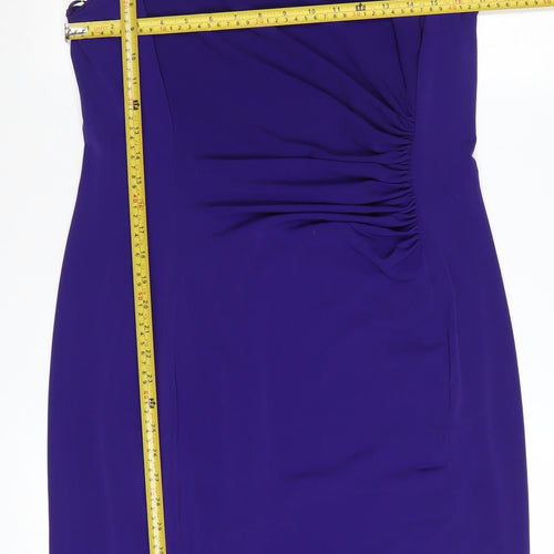 Precis Women Purple Size 14 Sleeveless Sheath Knee Length Dress