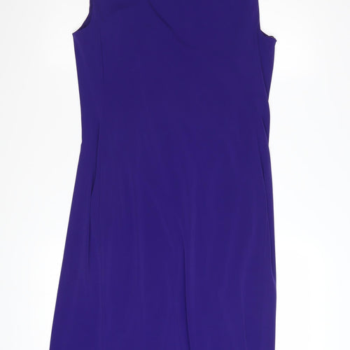 Precis Women Purple Size 14 Sleeveless Sheath Knee Length Dress