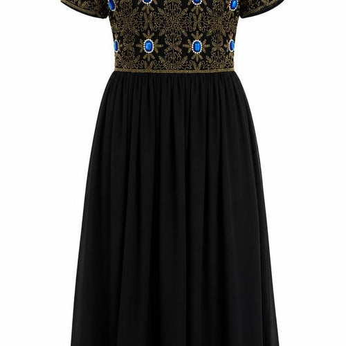 Virgos Lounge Women's Black Size 8 Beaded A-Line Maxi Dress