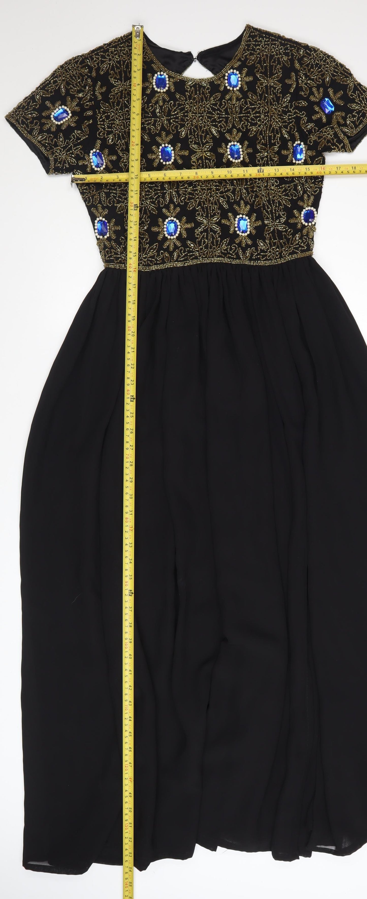 Virgos Lounge Women's Black Size 8 Beaded A-Line Maxi Dress