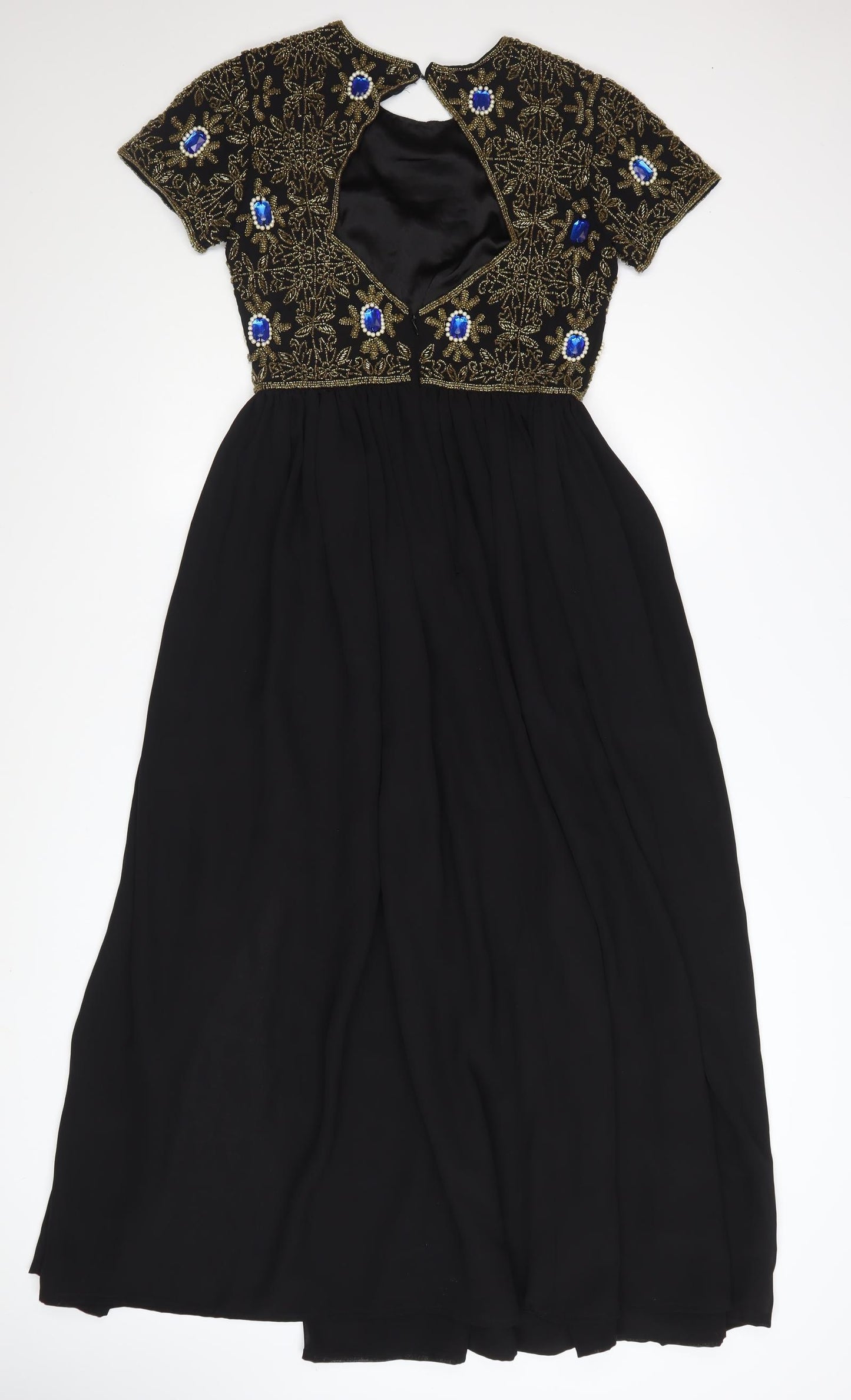Virgos Lounge Women's Black Size 8 Beaded A-Line Maxi Dress