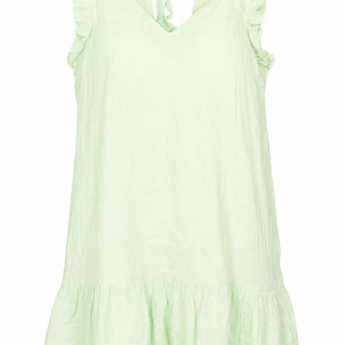 Next Women’s Green Linen Blend Sleeveless Ruffle Shift Dress Size 16
