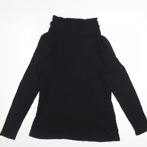 Cynthia Rowley Women’s Black Roll Neck Long Sleeve Jersey Top Size L