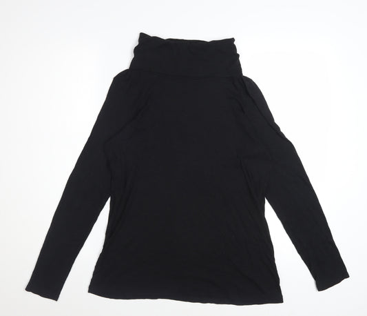 Cynthia Rowley Women’s Black Roll Neck Long Sleeve Jersey Top Size L
