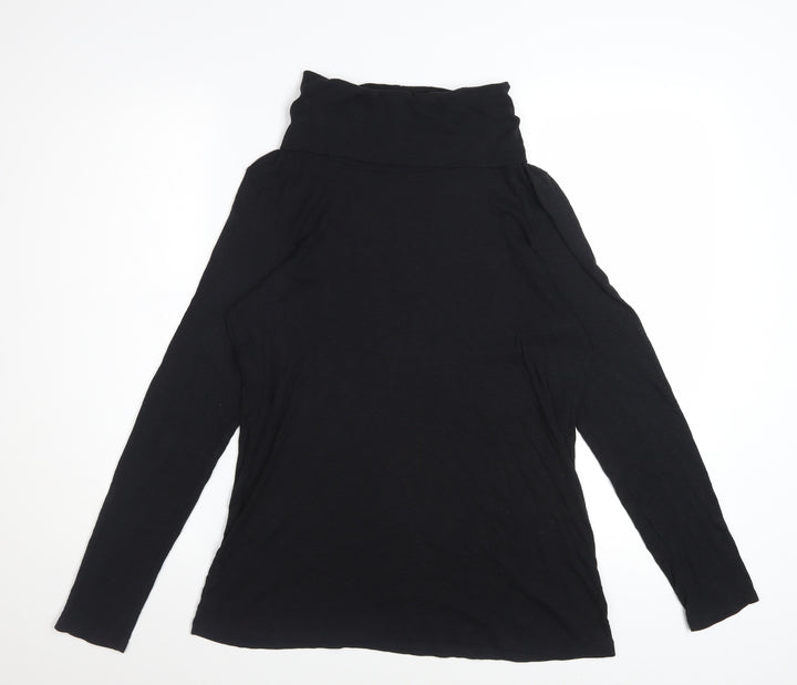 Cynthia Rowley Women’s Black Roll Neck Long Sleeve Jersey Top Size L