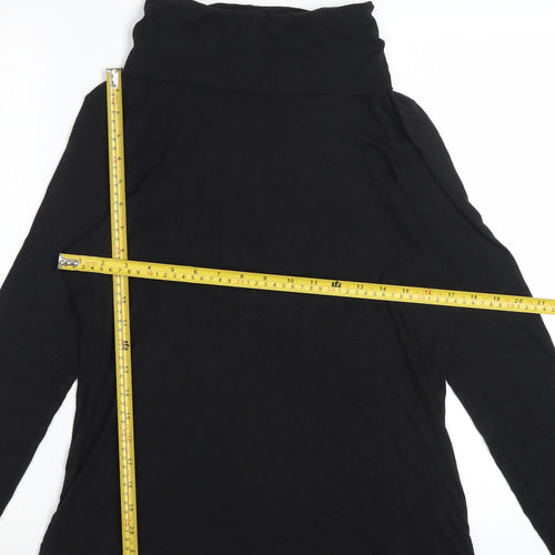 Cynthia Rowley Women’s Black Roll Neck Long Sleeve Jersey Top Size L