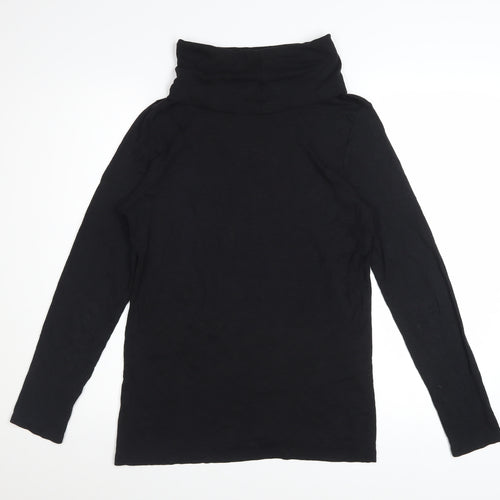 Cynthia Rowley Women’s Black Roll Neck Long Sleeve Jersey Top Size L