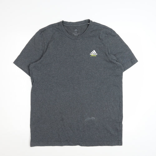 Adidas Men's Grey AEROREADY Graphic Print Cotton T-Shirt Size M