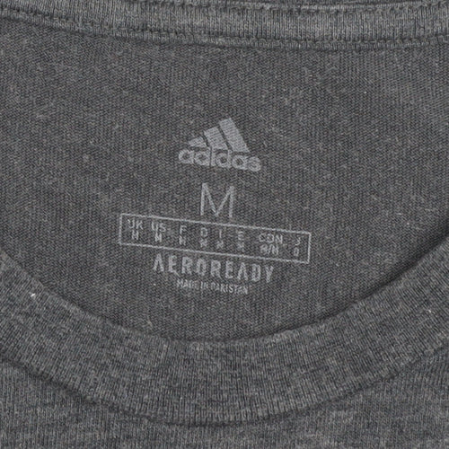 Adidas Men's Grey AEROREADY Graphic Print Cotton T-Shirt Size M