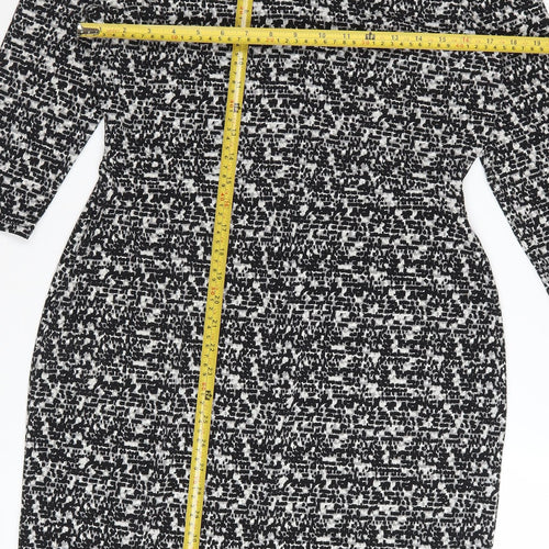 Laura Ashley Women's Black Geometric V-Neck Sheath Dress UK14