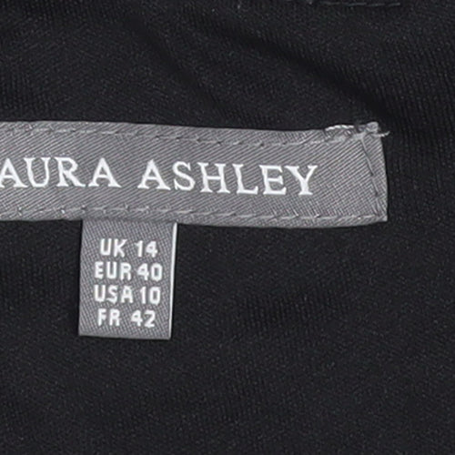 Laura Ashley Women's Black Geometric V-Neck Sheath Dress UK14