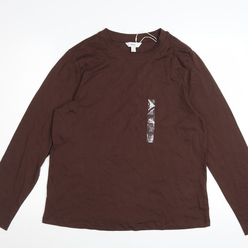 Marks and Spencer Women’s Brown Long Sleeve Cotton T-Shirt Size 12