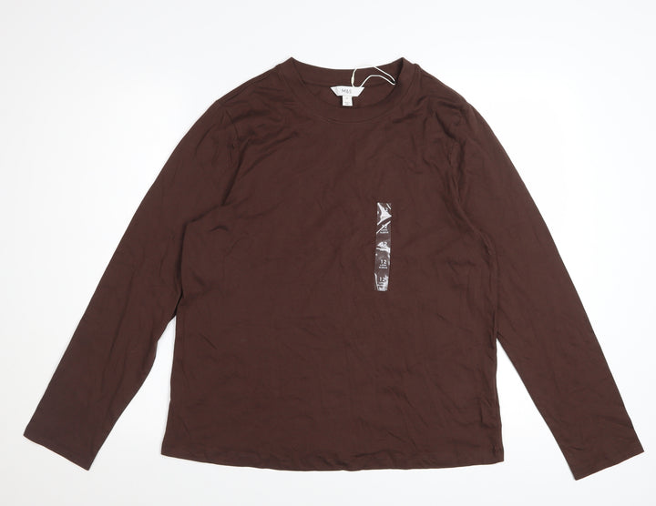 Marks and Spencer Women’s Brown Long Sleeve Cotton T-Shirt Size 12