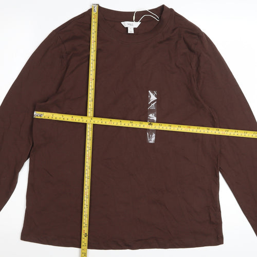 Marks and Spencer Women’s Brown Long Sleeve Cotton T-Shirt Size 12
