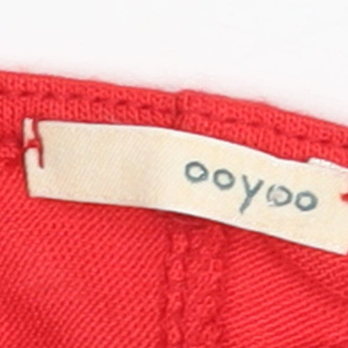 Ooyoo Womens Red Rayon Long Sleeve Scoop Neck Relaxed T-Shirt M