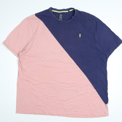 Next Men’s Multicoloured 3XL Colourblock Cotton Crew Neck T-Shirt
