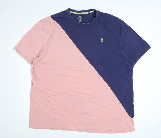 Next Men’s Multicoloured 3XL Colourblock Cotton Crew Neck T-Shirt
