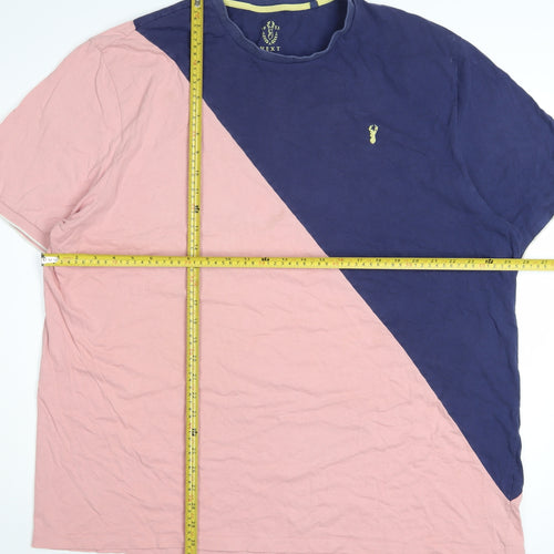 Next Men’s Multicoloured 3XL Colourblock Cotton Crew Neck T-Shirt