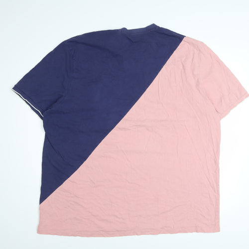 Next Men’s Multicoloured 3XL Colourblock Cotton Crew Neck T-Shirt