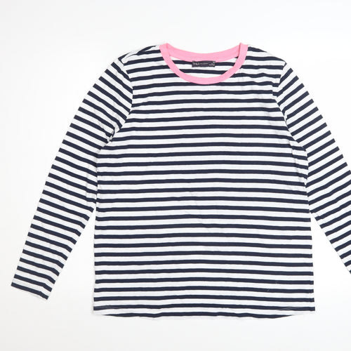 Marks and Spencer Women’s Multicoloured Stripe Long Sleeve Cotton T-Shirt Size 14