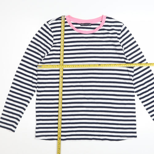 Marks and Spencer Women’s Multicoloured Stripe Long Sleeve Cotton T-Shirt Size 14