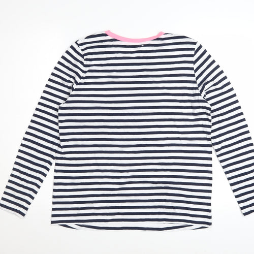 Marks and Spencer Women’s Multicoloured Stripe Long Sleeve Cotton T-Shirt Size 14