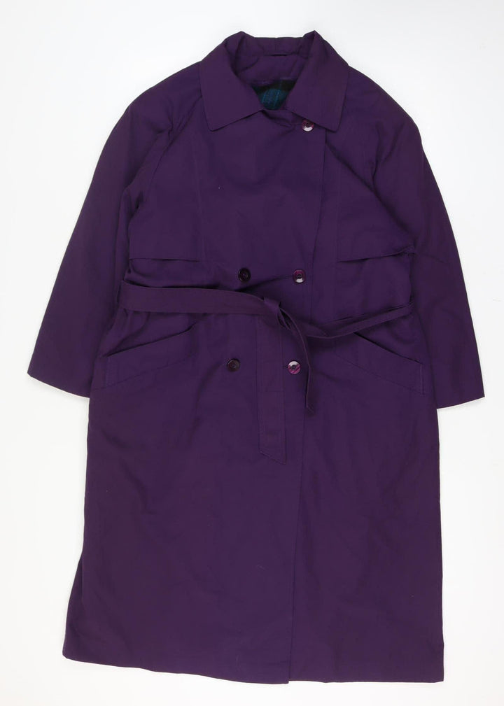 V.I.Petites Women's Purple Belted Trench Coat Size 10 Petite