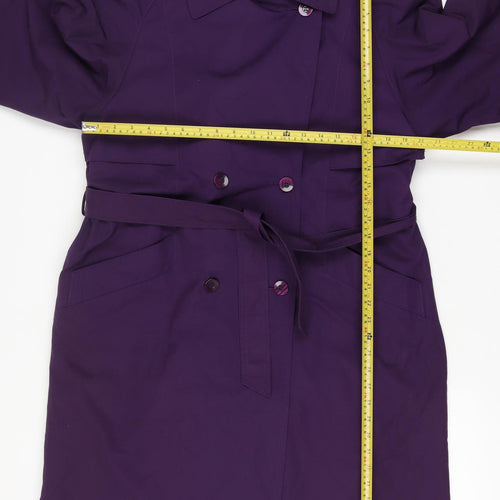 V.I.Petites Women's Purple Belted Trench Coat Size 10 Petite