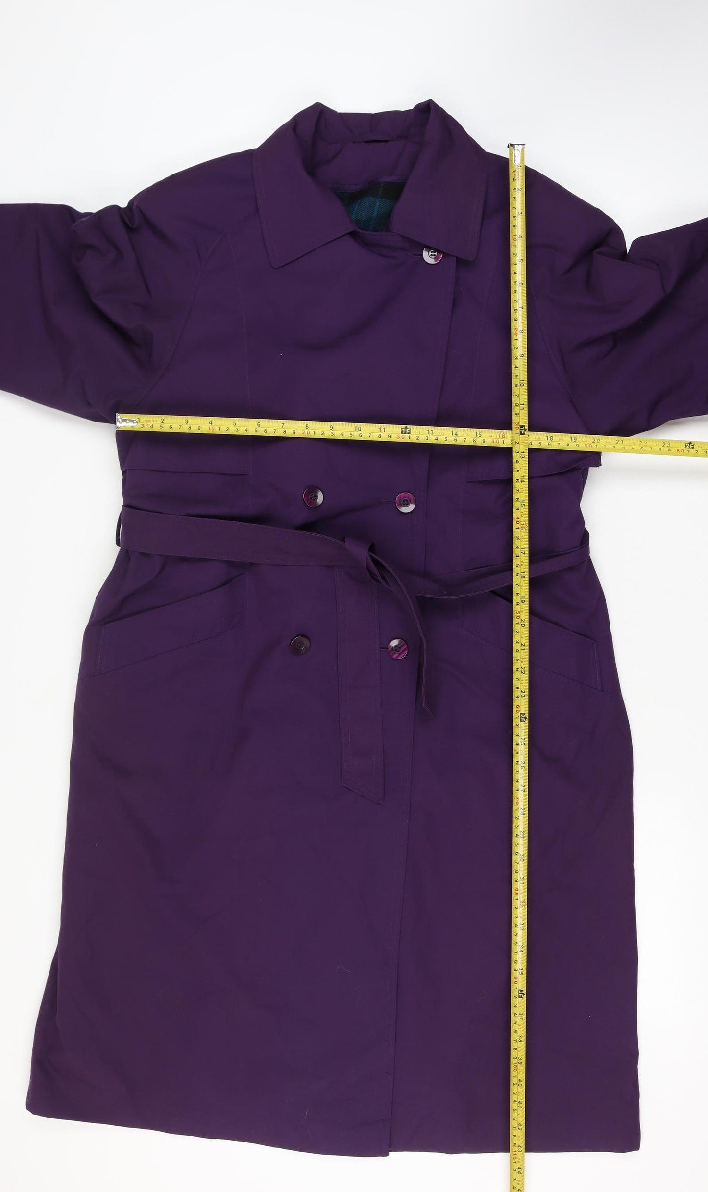 V.I.Petites Women's Purple Belted Trench Coat Size 10 Petite