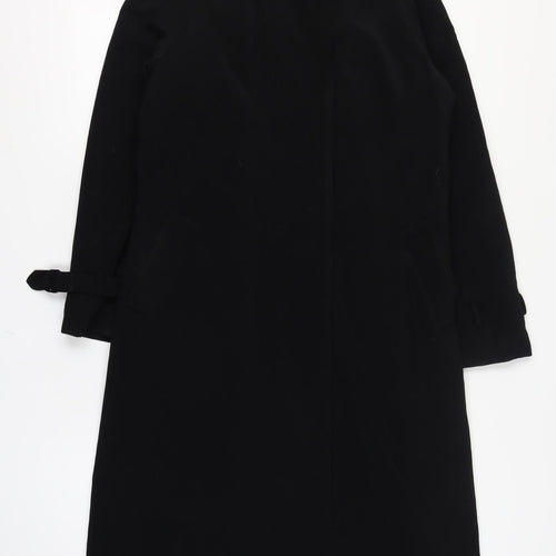 Calvin Klein Women's Black Long Trench Coat Size S Lined Polyester