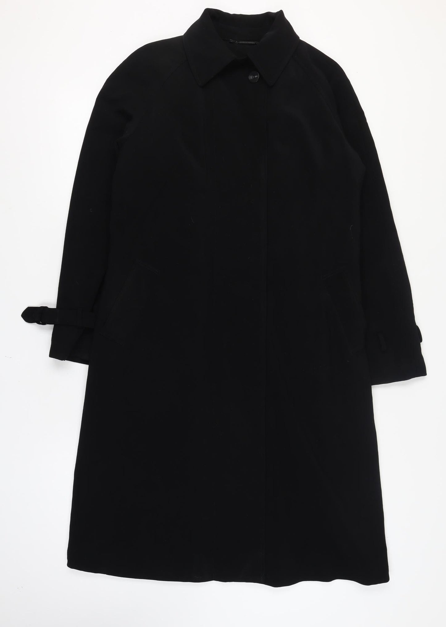 Calvin Klein Women's Black Long Trench Coat Size S Lined Polyester