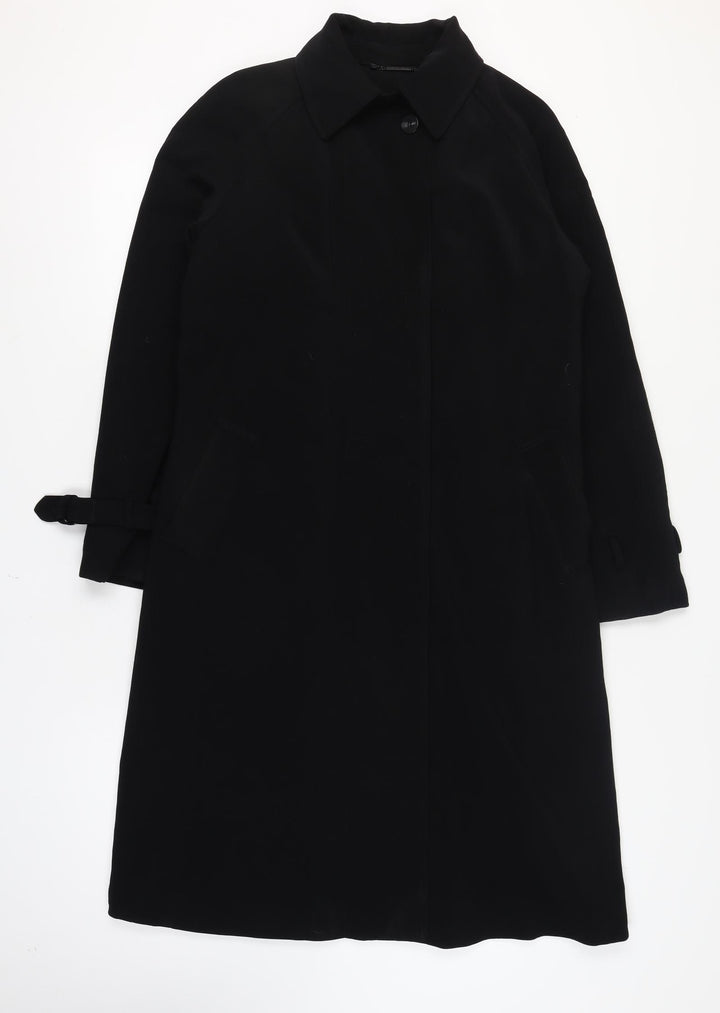 Calvin Klein Women's Black Long Trench Coat Size S Lined Polyester