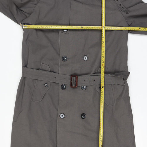 Bradley Jons Men Grey 42 Trench Coat Rain Repellent Belted Lined Classic