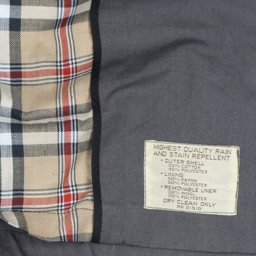 Bradley Jons Men Grey 42 Trench Coat Rain Repellent Belted Lined Classic