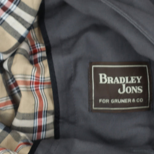 Bradley Jons Men Grey 42 Trench Coat Rain Repellent Belted Lined Classic