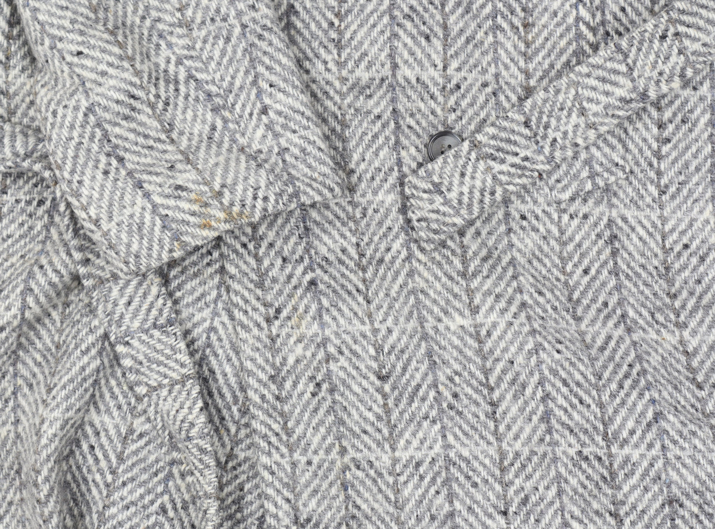 Gulins Men's Grey Herringbone Wool Blend Belted Overcoat Size 46 Regular