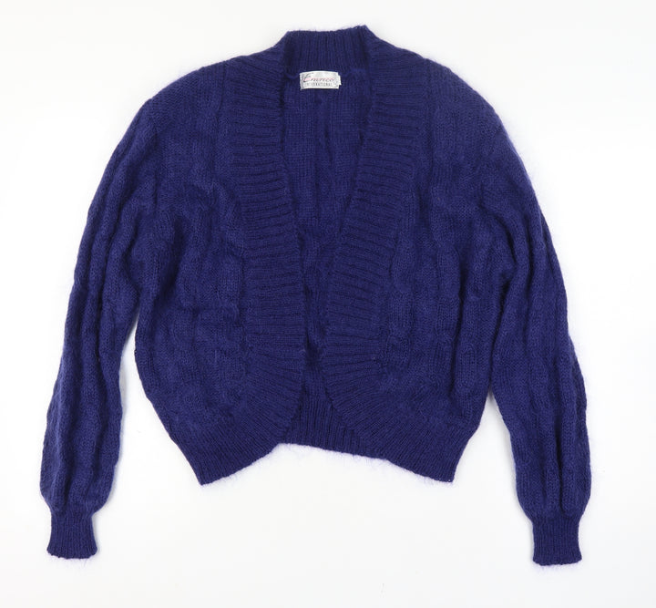 Emreco Women’s Blue Cable Knit Mohair Wool Cardigan M